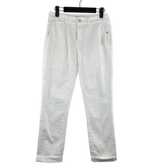 NWT Chino by Anthropologie Relaxed Speckled White Pants Size 25 - Picture 2 of 8